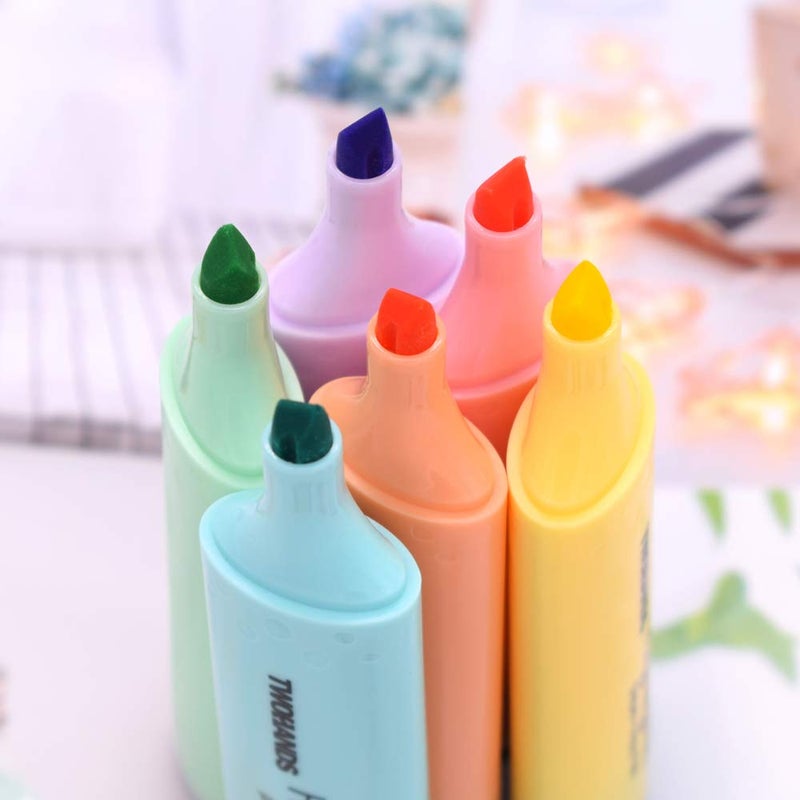 TWOHANDS Highlighter,Chisel Tip Marker Pen,6 Assorted Pastel Colors,20079 - Image 2
